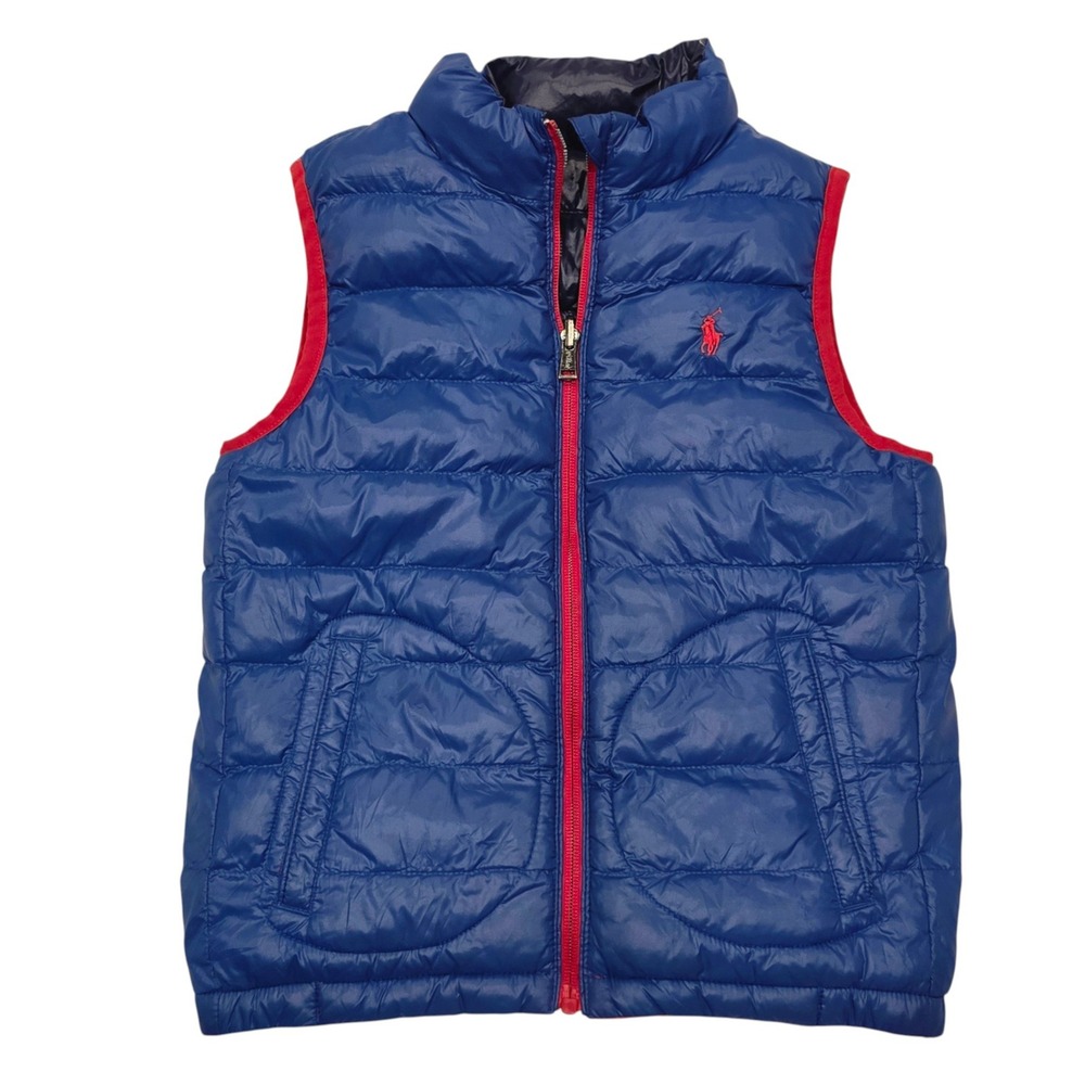 Polo Ralph Lauren Kids Reversible Puffer Vest Blue Red Colorblock Size 7
